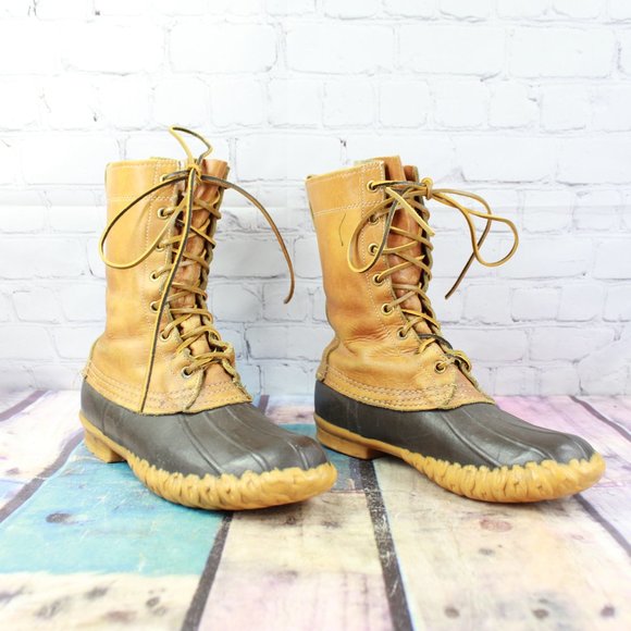 Vintage LL Bean 10" Unlined Brown Maine Hunting Shoe Duck Boots Size 7 N - Picture 3 of 9